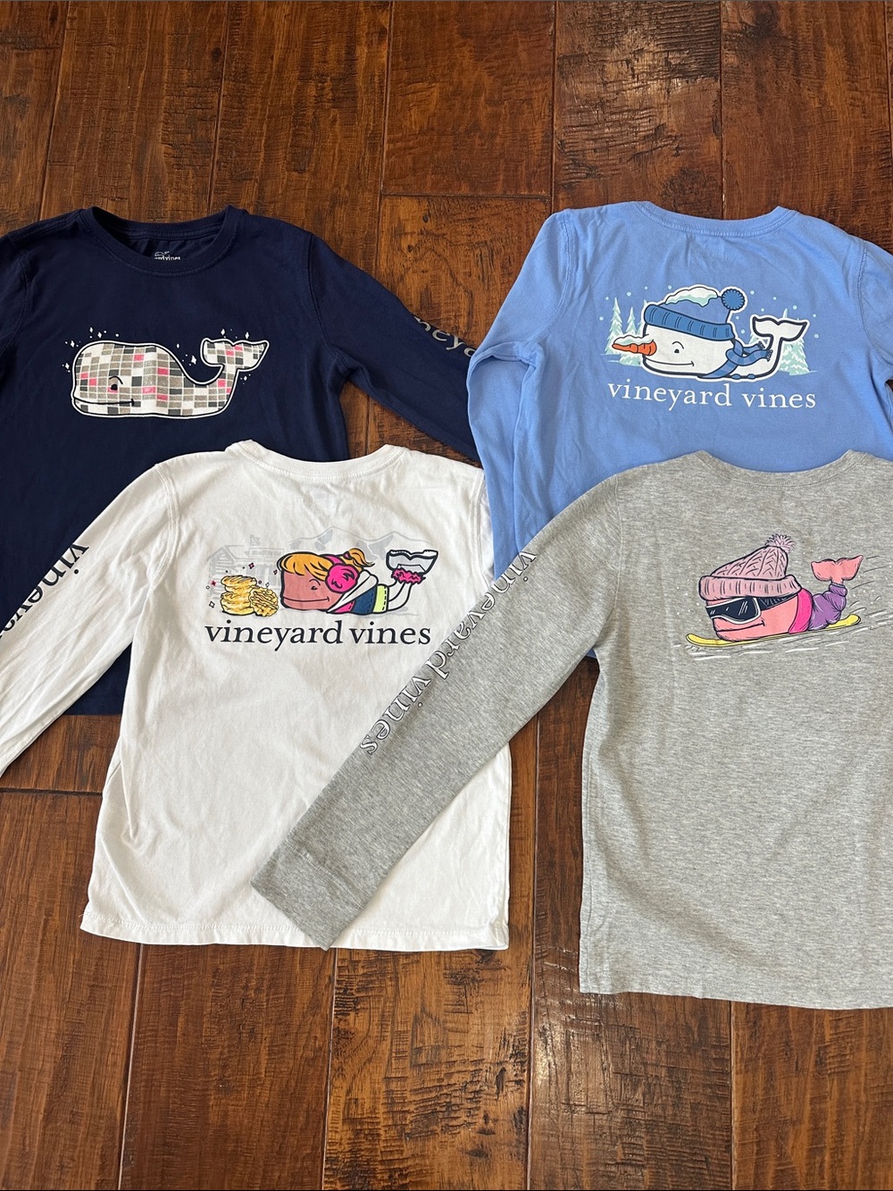 Lot of 4 Vineyard Vines Girls Long Sleeve Graphic T-Shirts Size M (10-12)